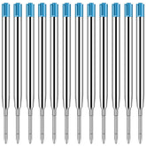 12 Pieces Ballpoint Pen Refill, Replaceable Metal Refills, Metal Biro Refills for G2 Size, Universal Refill G2, for Daily Work, 1 mm (Blue)